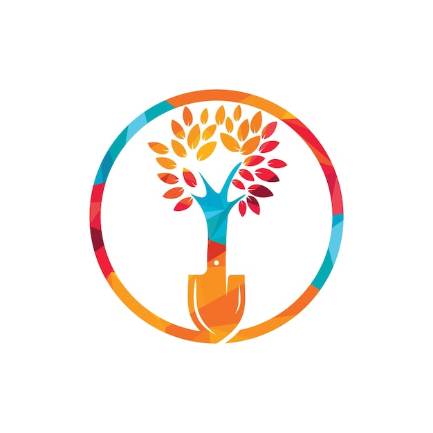 Shovel tree vector logo design