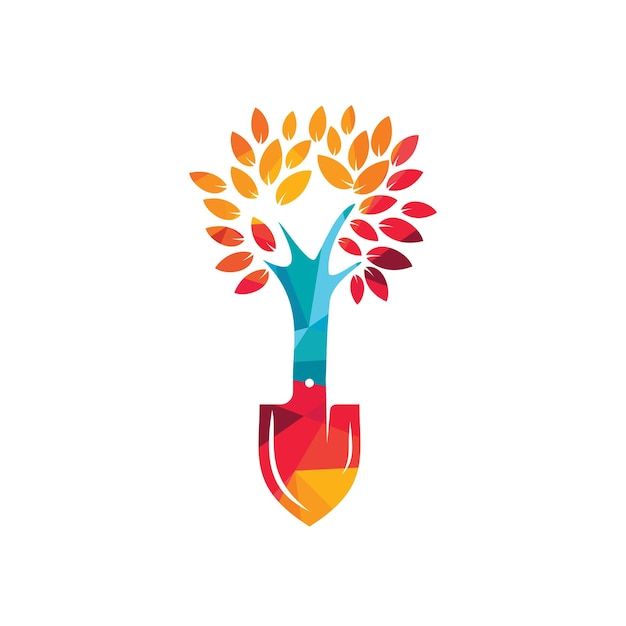 Shovel tree vector logo design