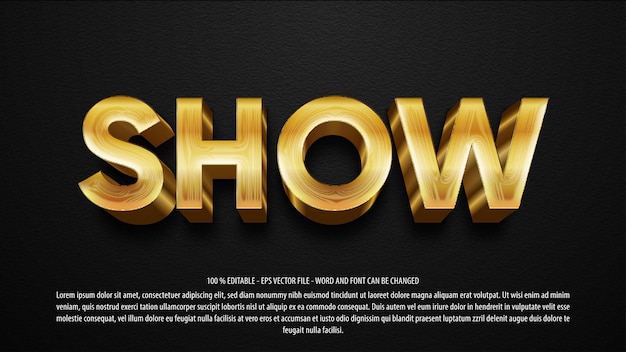 Show 3d style editable text effect