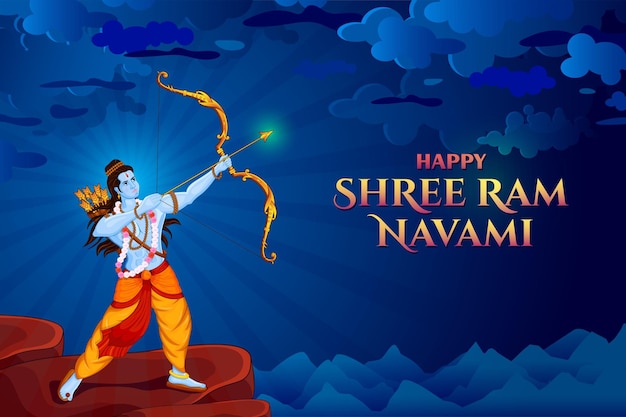 Shri Ram Navami with Bow & Arrow Greeting card of Lord Rama