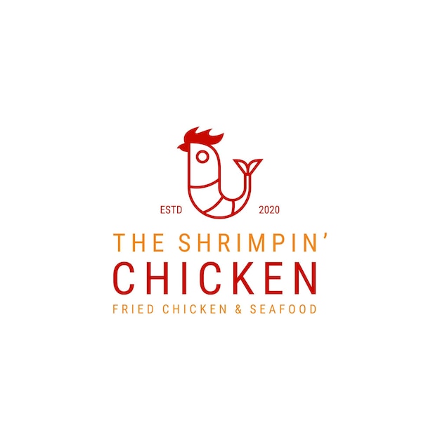 shrimp and chicken logo illustration