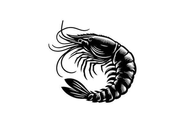 Shrimp fish Silhouette vector Illustration