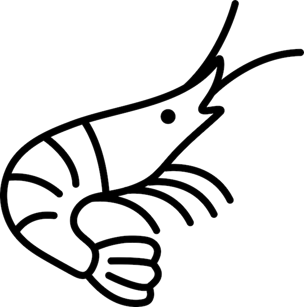 Vector shrimp icon in line style