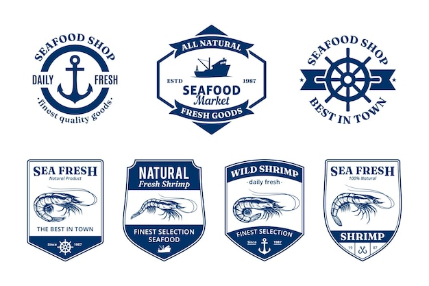 Shrimp logo and seafood design element