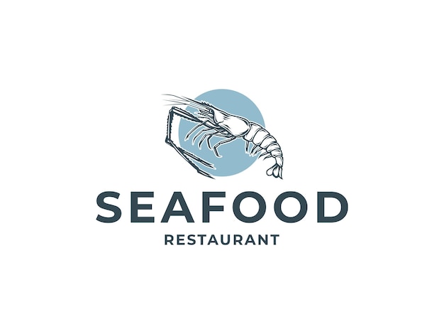 Shrimp seafood logo design template