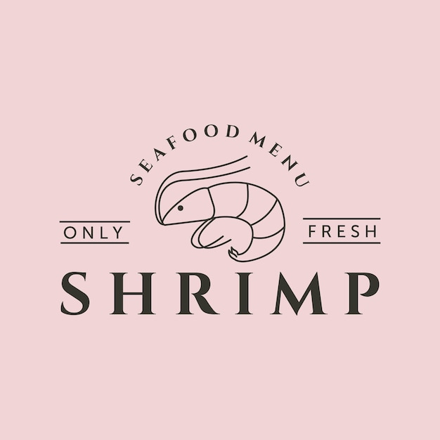 Shrimp seafood menu line art logo vector symbol illustration design