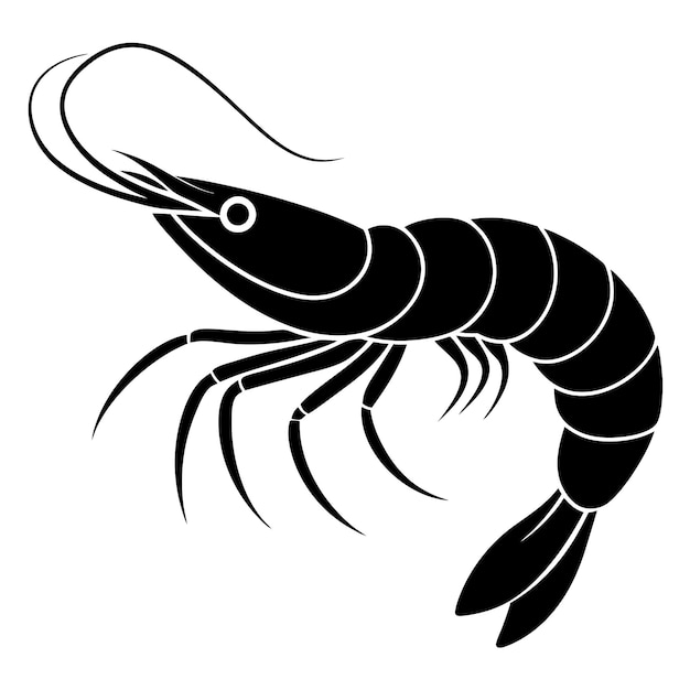 Vector shrimp silhouette prawn cutout vector icon black and white