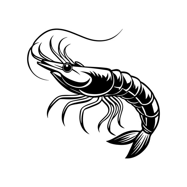 Vector shrimp silhouette vector illustration