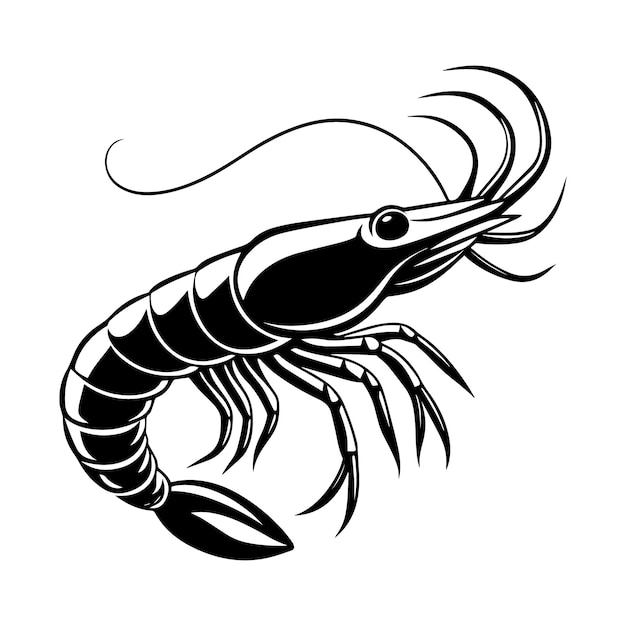 shrimp silhouette vector illustration