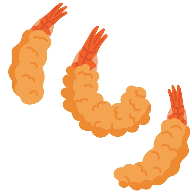 Vector shrimp tempura is a japanese dish. set of shrimp tempura