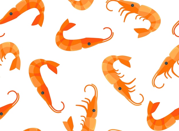 Shrimps seafood prawns menu seamless pattern