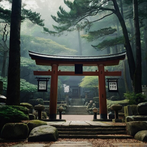 a shrine with a sign that says  the number 37  on it