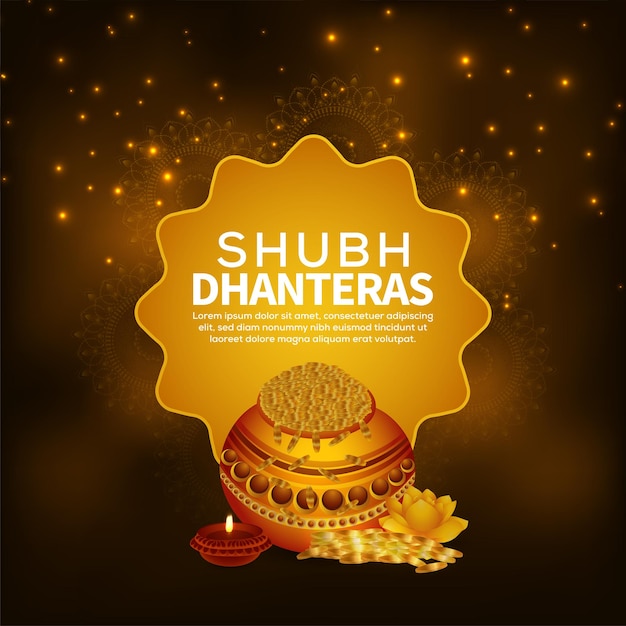 Shubh dhanteras creative illustration with gold coin