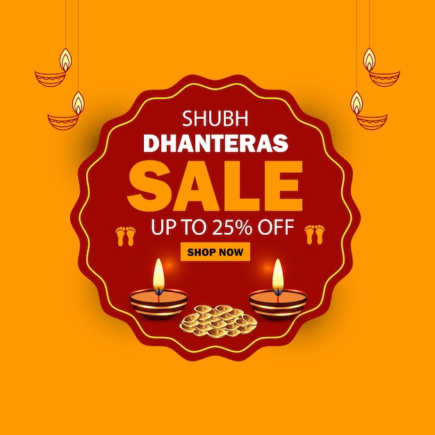 Shubh dhanteras festival sale banner design