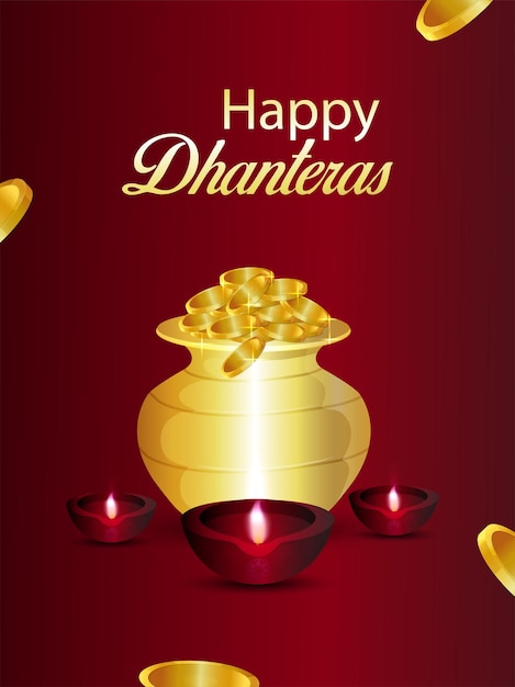 Shubh dhanteras indian festival celebration card