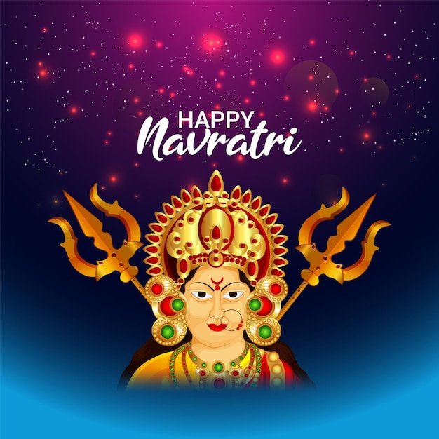 Shubh navratri vector illustration of goddess durga