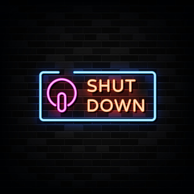 Shut Down Neon Signs   Design Template Neon Style