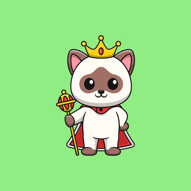 Siamese cat king cartoon Flat cartoon style