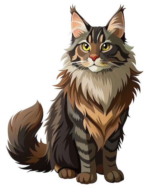 Vector siberian cat sitting on a white background vector illustration