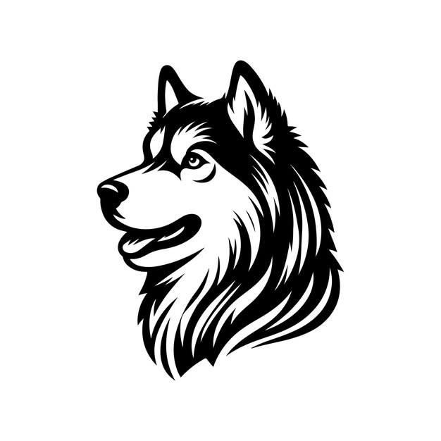 Vector siberian husky dog silhouette logo design style