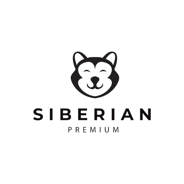 SIBERIAN HUSKY DOG SILLUETTE LOGO ICON SYMBOL VECTOR ILLUSTRATION DESIGN