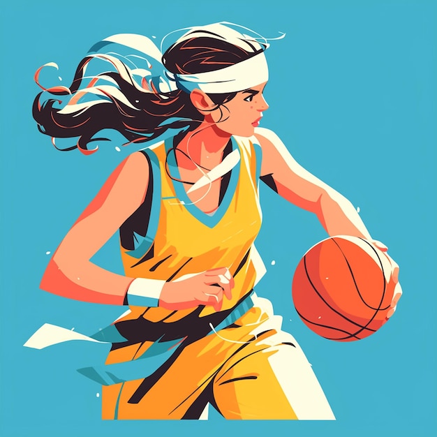 A Sicilian woman is playing basketball