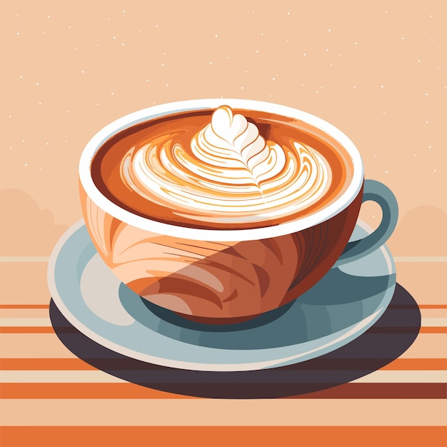 Side view of cappuccino in the cup on a white background Flat illustration High resolution