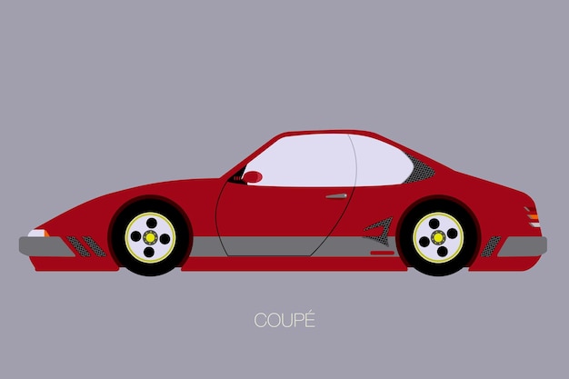 Vector side view car coupe car side view car flat design fully editable