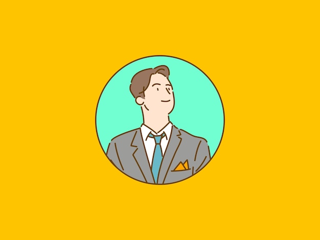 Side view icon of a thinking businessman