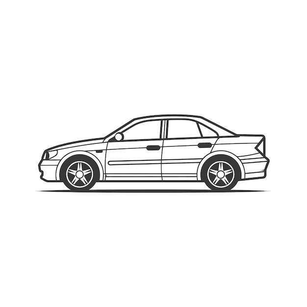 Side View Line Art Illustration of a Car