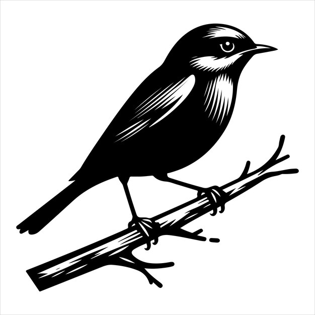 Vector side view of a perched bird vector silhouette on a branch sharp and clean outline black colour vactor 7