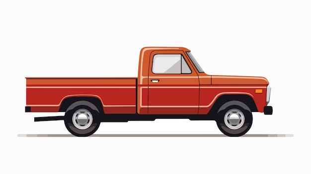 Vector side view of pickup truck vehicle for transportation with shadow