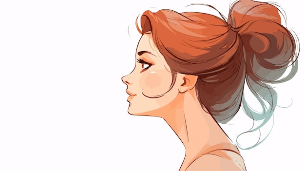 Vector sideview illustration of girls face on white background