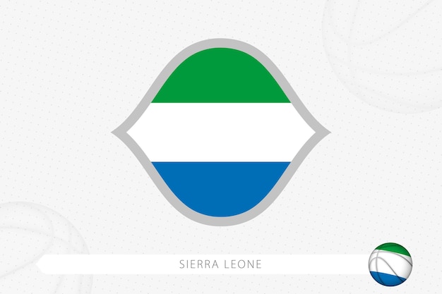 Sierra Leone flag for basketball competition on gray basketball background.