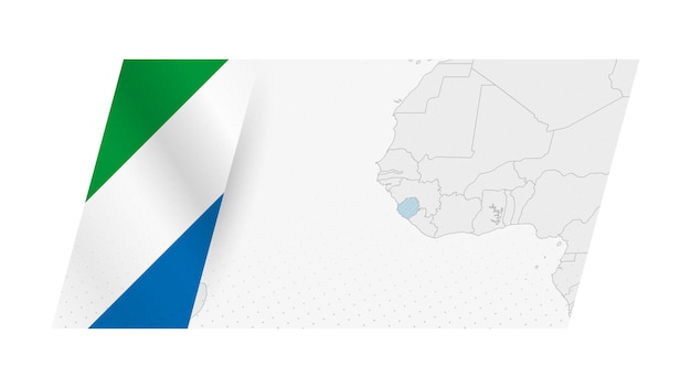 Vector sierra leone map in modern style with flag of sierra leone on left side