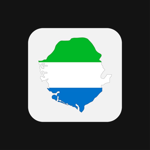 Sierra Leone map silhouette with flag on white background