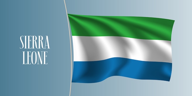 Sierra Leone waving flag. Iconic design element as a national flag