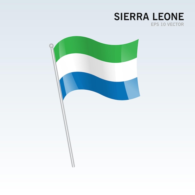 Sierra Leone waving flag isolated on gray