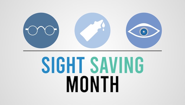 Sight Saving month is observed every year in Augustbanner Holiday poster card and background