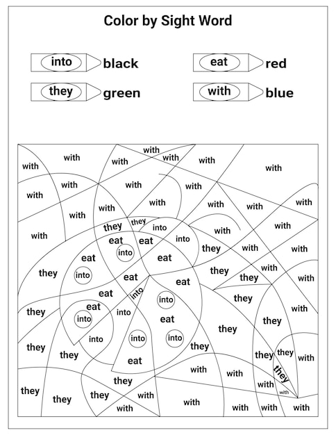 Sight Words Coloring Pages Educational Worksheet for preschool and primary school learning, Coloring