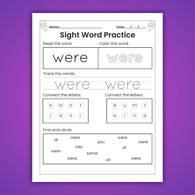 Sight Words Worksheets for Kids