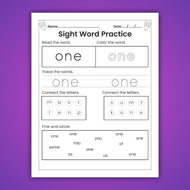 Sight Words Worksheets for Kids