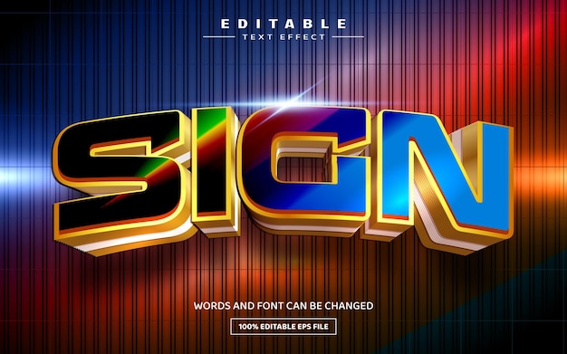 Sign 3D editable text effect template