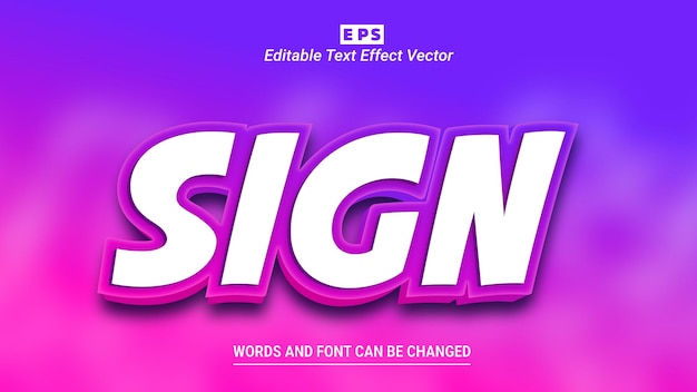 Sign 3d Editable Text Effect Vector With Background