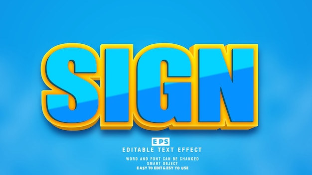 Sign 3d Editable Text Effect Vector With Background