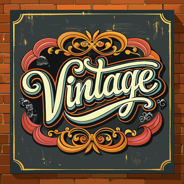 Vector a sign on a brick wall says vintage vintage style