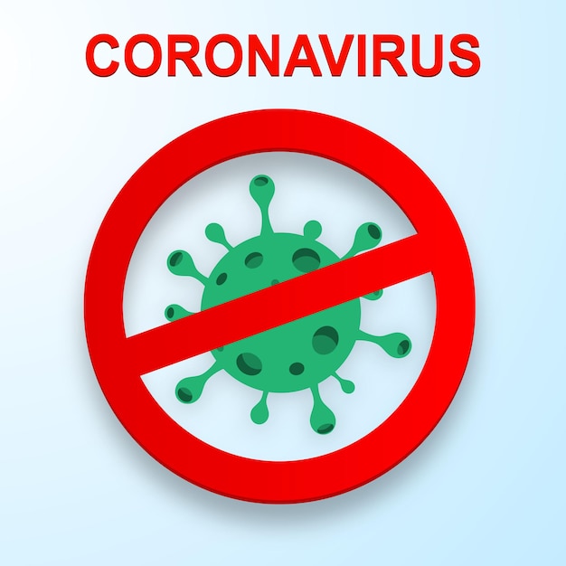 Sign caution coronavirus Stop coronavirus Coronavirus outbreak Coronavirus danger and public health risk disease and flu outbreak Pandemic medical concept with dangerous cellsVector illustration