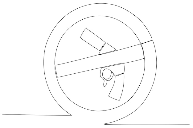 A sign prohibiting stop using of a gun Antiterrorism day one line drawing