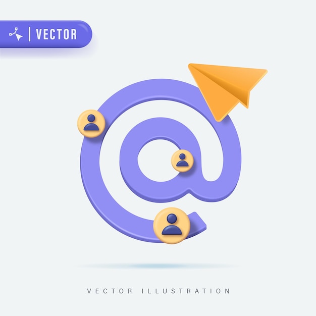 At Sign Symbol for Mailing Concept Vector Illustration Mail Service and Correspondence Delivery