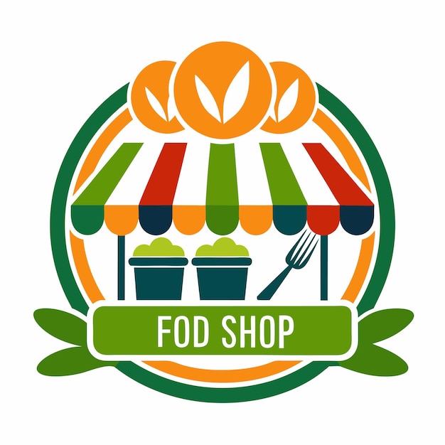 a sign that says food shop is on a green background